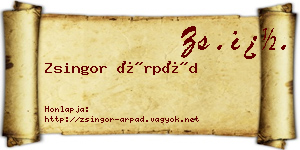 Zsingor Árpád névjegykártya