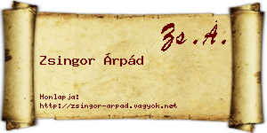 Zsingor Árpád névjegykártya